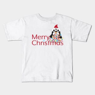 Merry Christmas with Cute Cartoon Penguin Kids T-Shirt